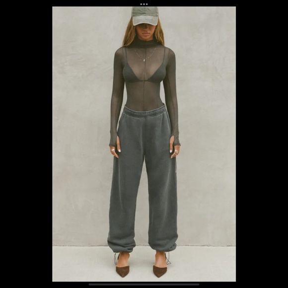 Joah Brown Washed Black French Terry Jogger - Picture 7 of 7